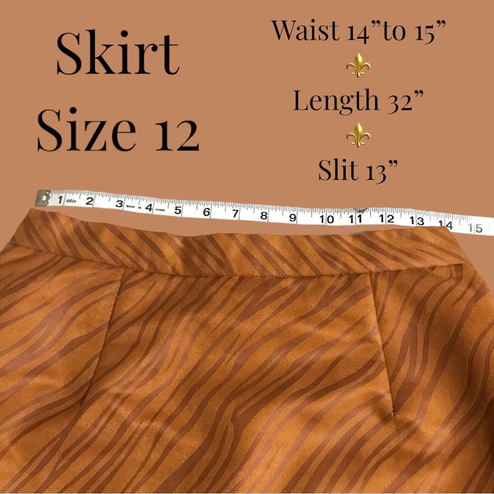 Embellished Animal Print Faux Suede Laser Cut Blazer & Skirt Matching Set - Picture 14 of 16
